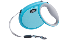 Blaue einziehbare Katzenleine mit Soft-Griff, leichtem Design und sanftem Rückzugssystem, bequem nutzbar, Teil der katzenmarken.